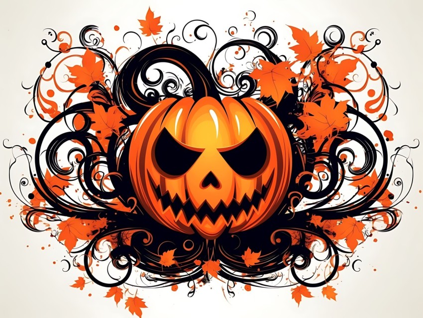 Halloween Pumpkin illustration Design Clipart Pop Art Vector Aesthetic Background (1770)
