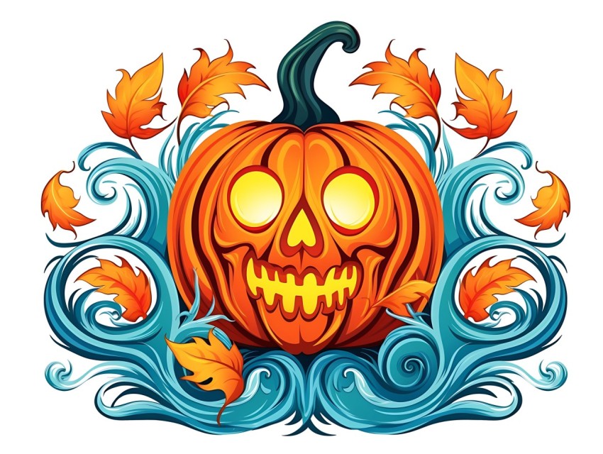 Halloween Pumpkin illustration Design Clipart Pop Art Vector Aesthetic Background (1791)