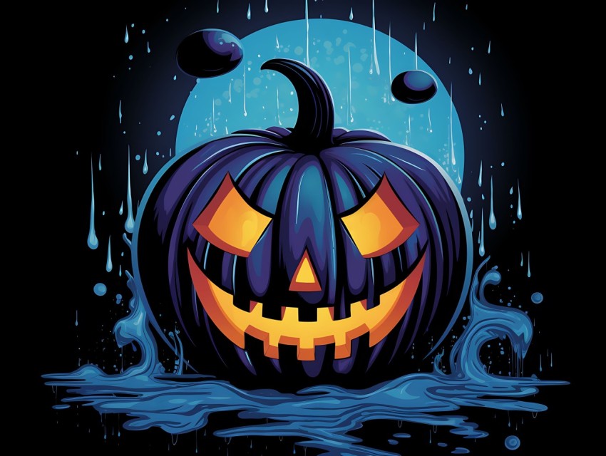 Halloween Pumpkin illustration Design Clipart Pop Art Vector Aesthetic Background (1812)