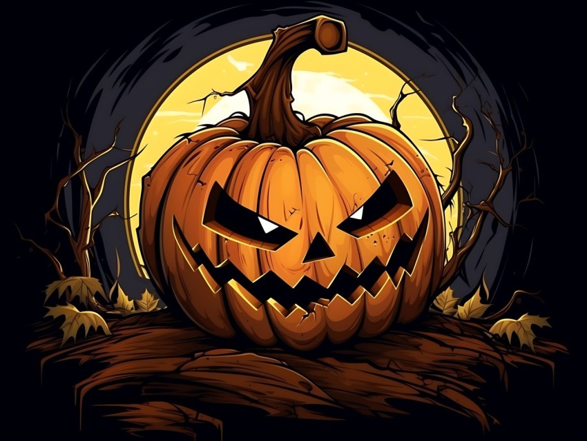 Halloween Pumpkin illustration Design Clipart Pop Art Vector Aesthetic Background (1835)
