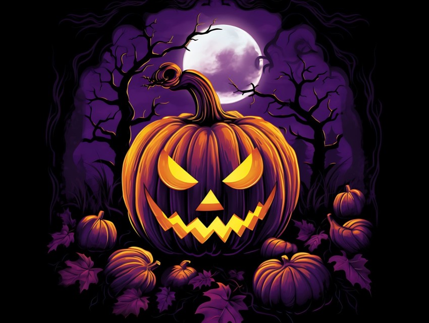 Halloween Pumpkin illustration Design Clipart Pop Art Vector Aesthetic Background (1825)