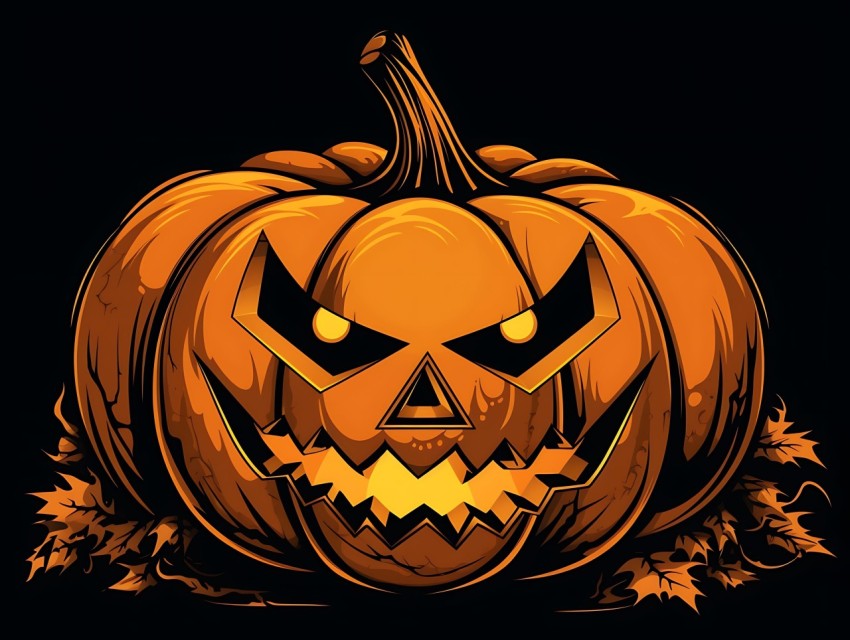 Halloween Pumpkin illustration Design Clipart Pop Art Vector Aesthetic Background (1846)