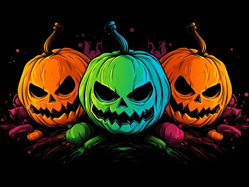 Halloween Pumpkin illustration Design Clipart Pop Art Vector Aesthetic Background (1838)