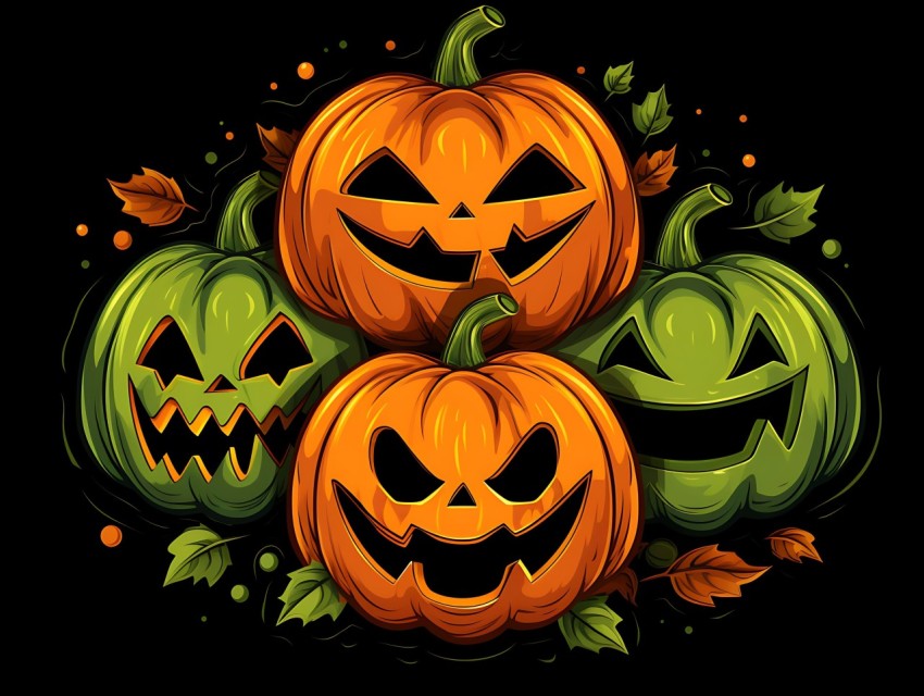 Halloween Pumpkin illustration Design Clipart Pop Art Vector Aesthetic Background (1816)