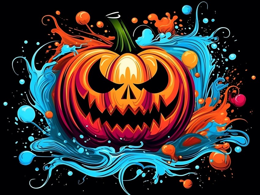 Halloween Pumpkin illustration Design Clipart Pop Art Vector Aesthetic Background (1814)