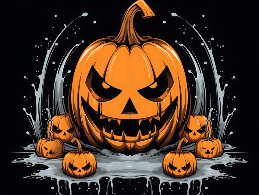 Halloween Pumpkin illustration Design Clipart Pop Art Vector Aesthetic Background (1887)