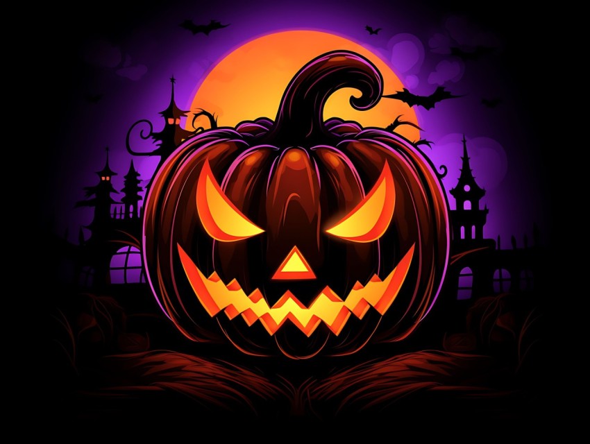 Halloween Pumpkin illustration Design Clipart Pop Art Vector Aesthetic Background (1894)