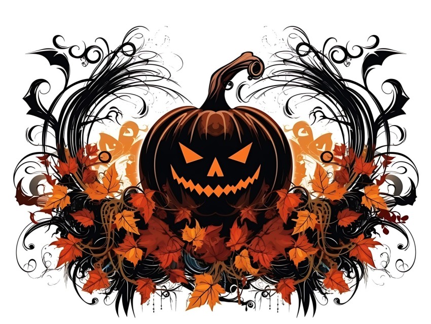 Halloween Pumpkin illustration Design Clipart Pop Art Vector Aesthetic Background (1875)
