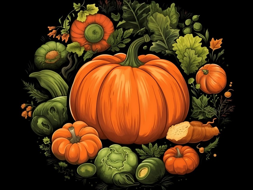 Halloween Pumpkin illustration Design Clipart Pop Art Vector Aesthetic Background (1867)