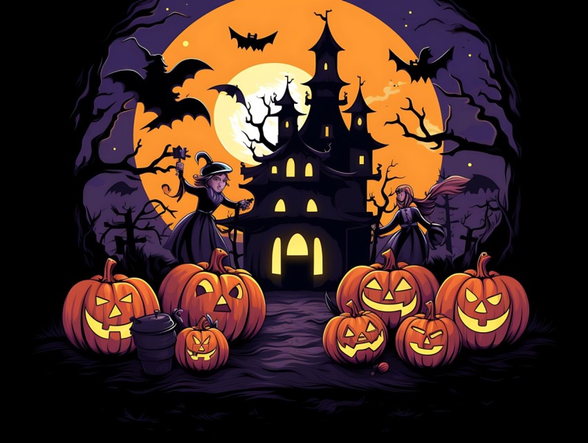 Halloween illustration Design Clipart Pop Art Vector Aesthetic Background (26)