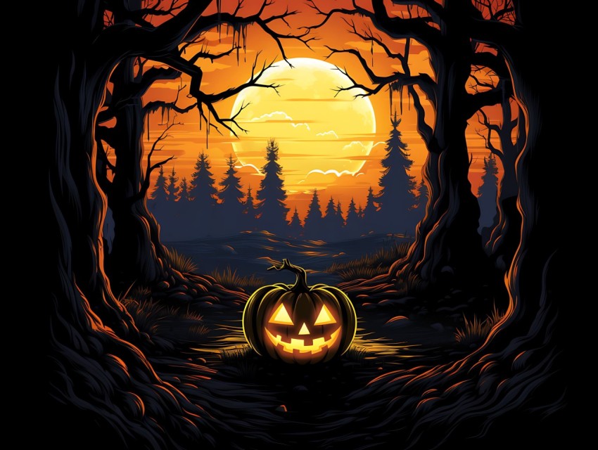Halloween illustration Design Clipart Pop Art Vector Aesthetic Background (22)