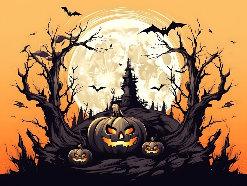 Halloween illustration Design Clipart Pop Art Vector Aesthetic Background (20)