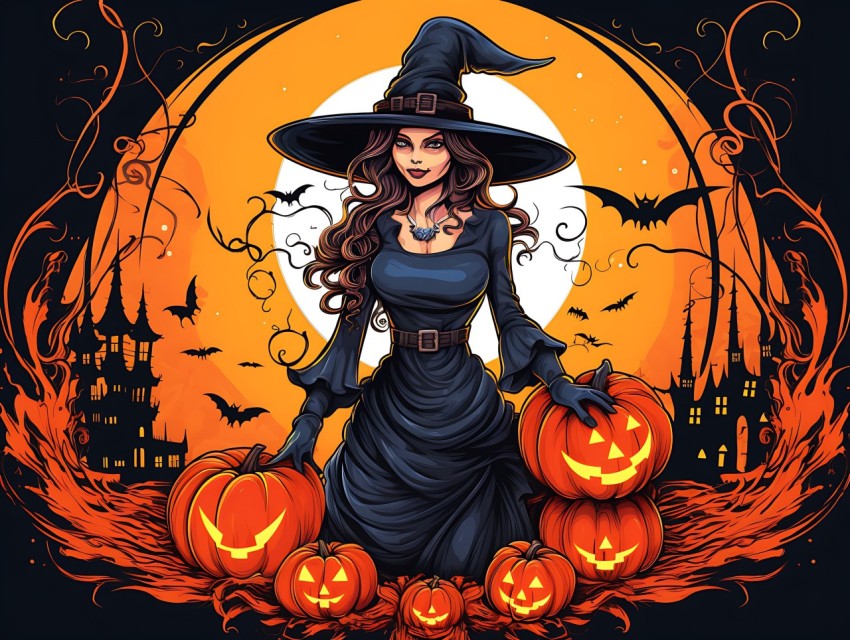 Halloween illustration Design Clipart Pop Art Vector Aesthetic Background (4)