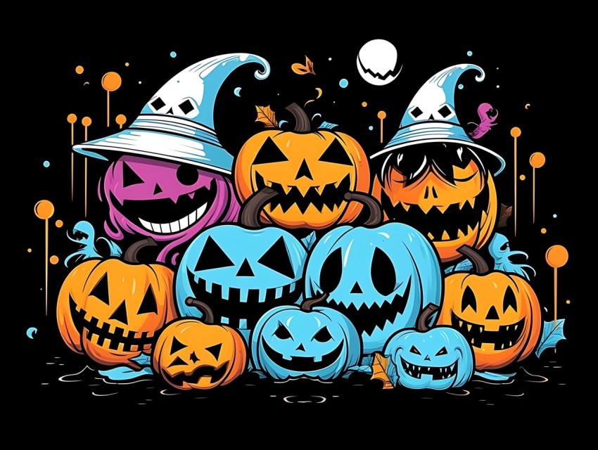 Halloween illustration Design Clipart Pop Art Vector Aesthetic Background (64)