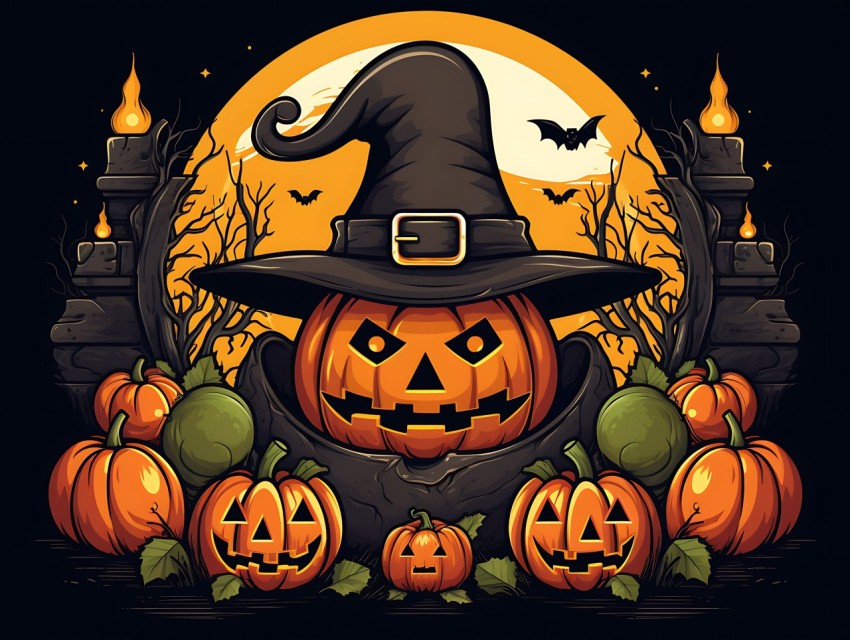 Halloween illustration Design Clipart Pop Art Vector Aesthetic Background (95)