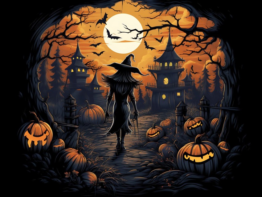 Halloween illustration Design Clipart Pop Art Vector Aesthetic Background (88)