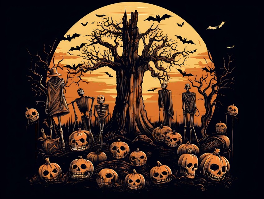 Halloween illustration Design Clipart Pop Art Vector Aesthetic Background (60)