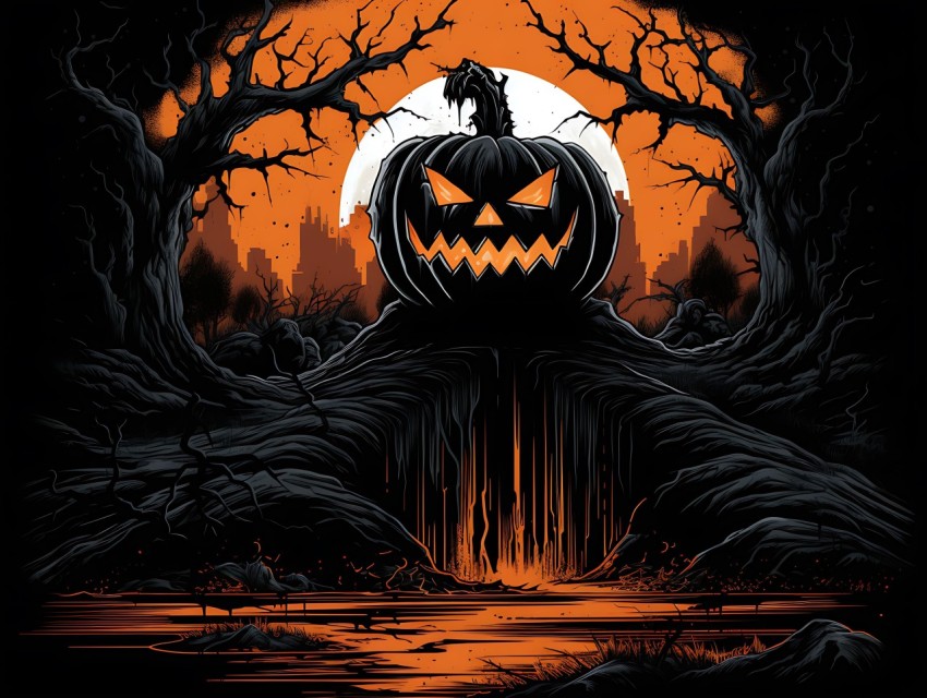 Halloween illustration Design Clipart Pop Art Vector Aesthetic Background (83)