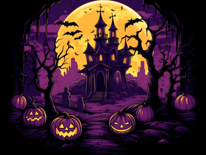 Halloween illustration Design Clipart Pop Art Vector Aesthetic Background (82)