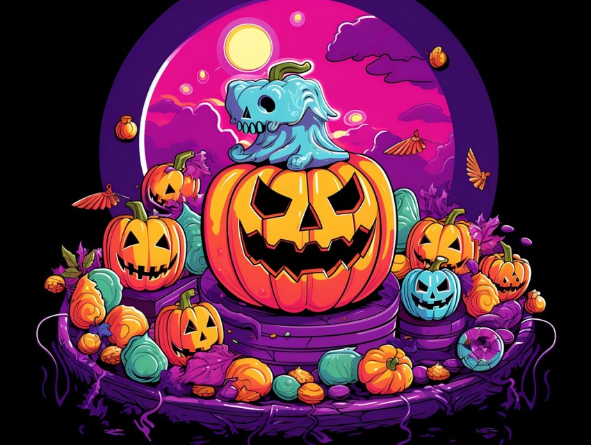 Halloween illustration Design Clipart Pop Art Vector Aesthetic Background (78)