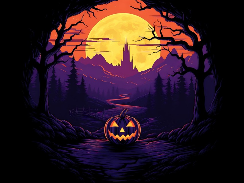 Halloween illustration Design Clipart Pop Art Vector Aesthetic Background (119)