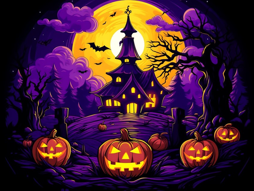 Halloween illustration Design Clipart Pop Art Vector Aesthetic Background (112)