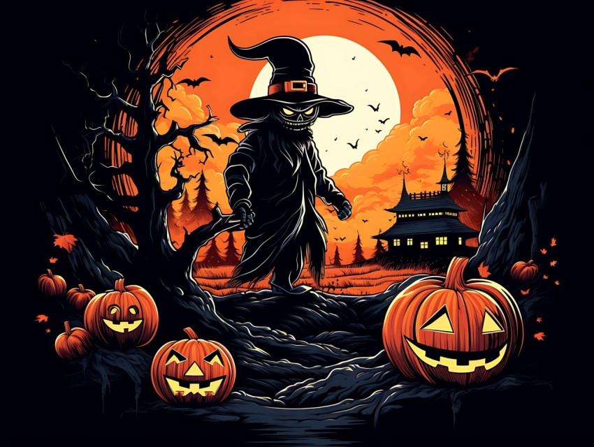 Halloween illustration Design Clipart Pop Art Vector Aesthetic Background (137)