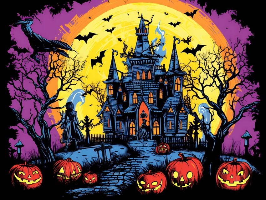 Halloween illustration Design Clipart Pop Art Vector Aesthetic Background (155)