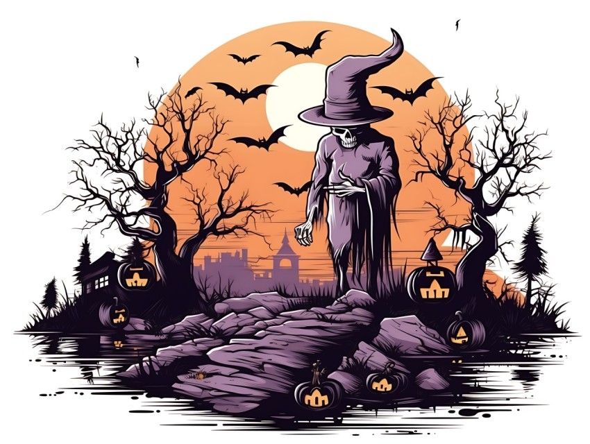 Halloween illustration Design Clipart Pop Art Vector Aesthetic Background (212)