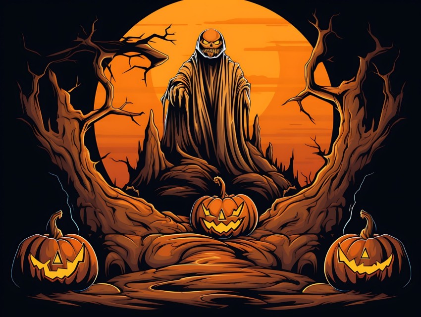Halloween illustration Design Clipart Pop Art Vector Aesthetic Background (175)
