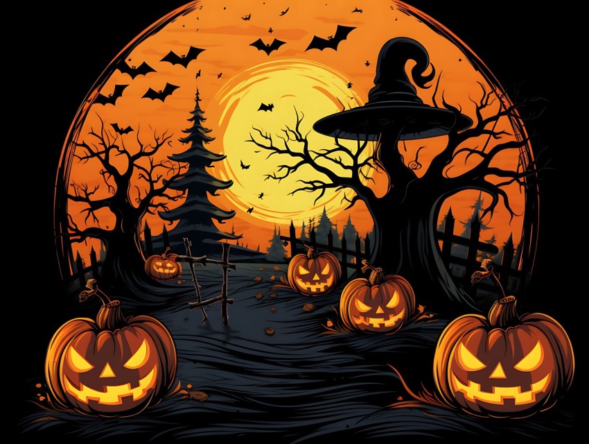 Halloween illustration Design Clipart Pop Art Vector Aesthetic Background (211)