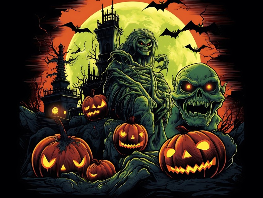 Halloween illustration Design Clipart Pop Art Vector Aesthetic Background (171)