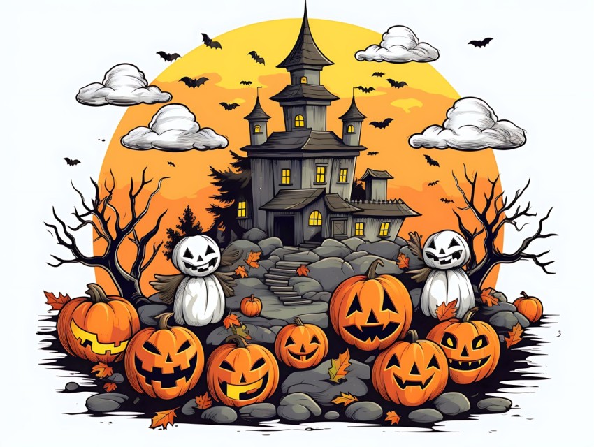 Halloween illustration Design Clipart Pop Art Vector Aesthetic Background (299)