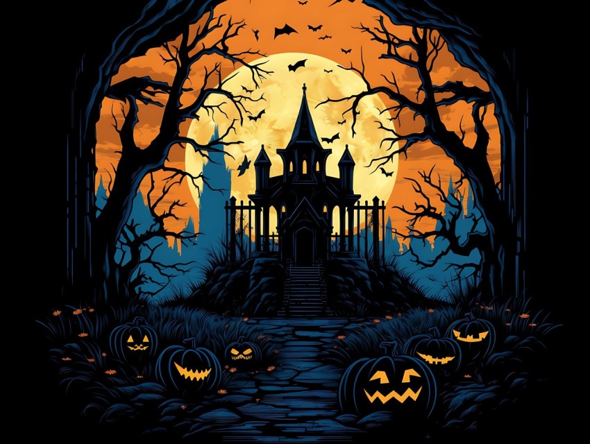 Halloween illustration Design Clipart Pop Art Vector Aesthetic Background (336)