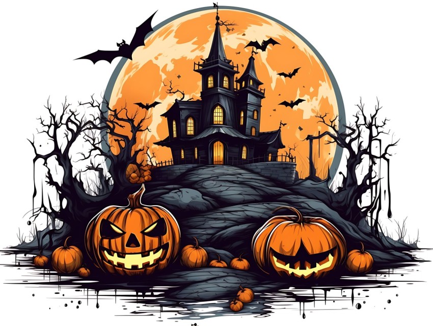 Halloween illustration Design Clipart Pop Art Vector Aesthetic Background (304)