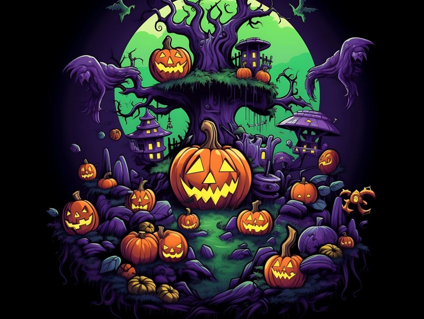 Halloween illustration Design Clipart Pop Art Vector Aesthetic Background (253)