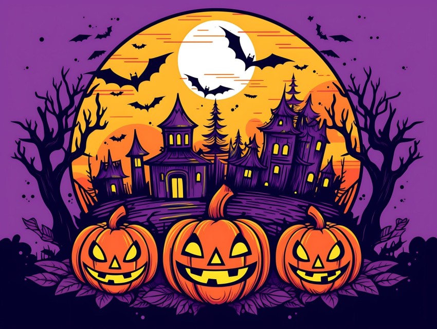 Halloween illustration Design Clipart Pop Art Vector Aesthetic Background (292)