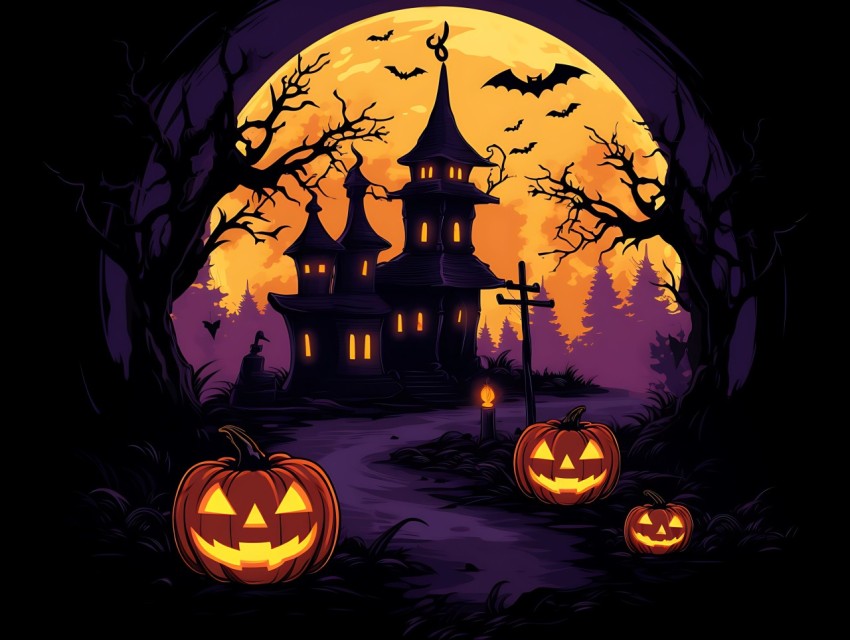 Halloween illustration Design Clipart Pop Art Vector Aesthetic Background (362)