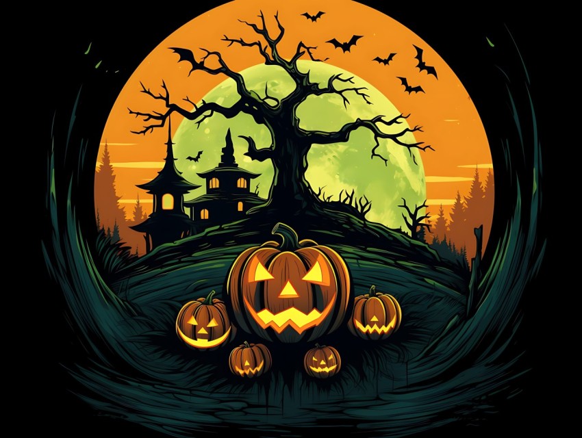 Halloween illustration Design Clipart Pop Art Vector Aesthetic Background (395)