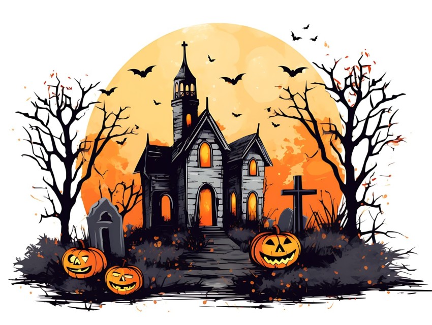 Halloween illustration Design Clipart Pop Art Vector Aesthetic Background (375)