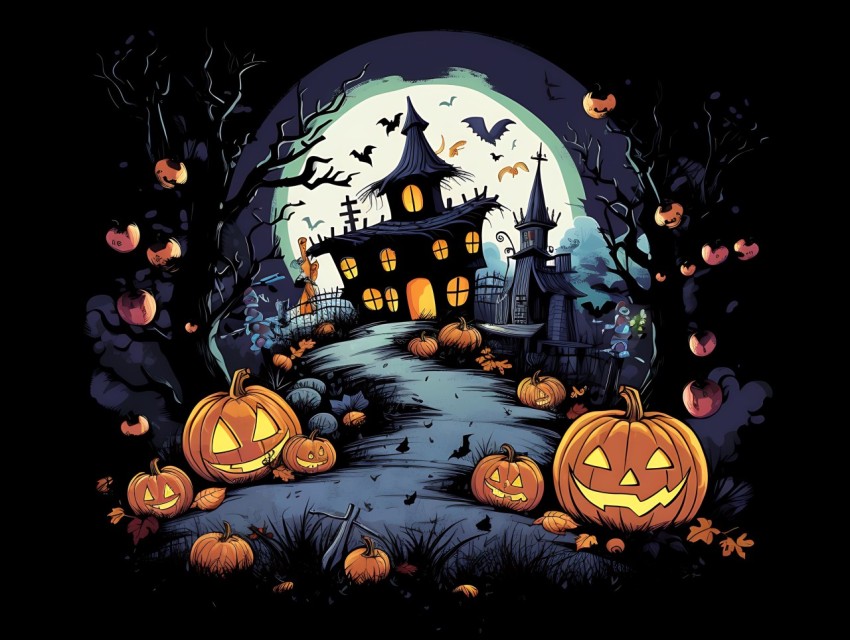 Halloween illustration Design Clipart Pop Art Vector Aesthetic Background (390)