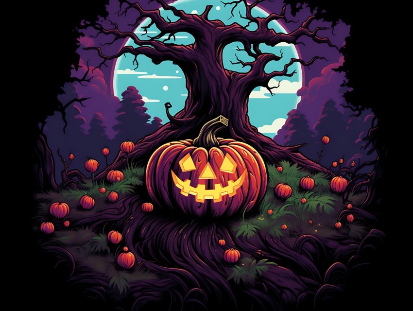 Halloween illustration Design Clipart Pop Art Vector Aesthetic Background (363)