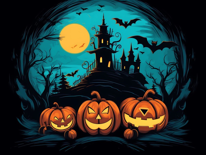 Halloween illustration Design Clipart Pop Art Vector Aesthetic Background (393)