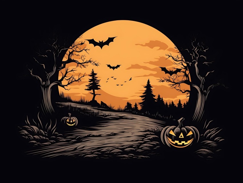 Halloween illustration Design Clipart Pop Art Vector Aesthetic Background (443)