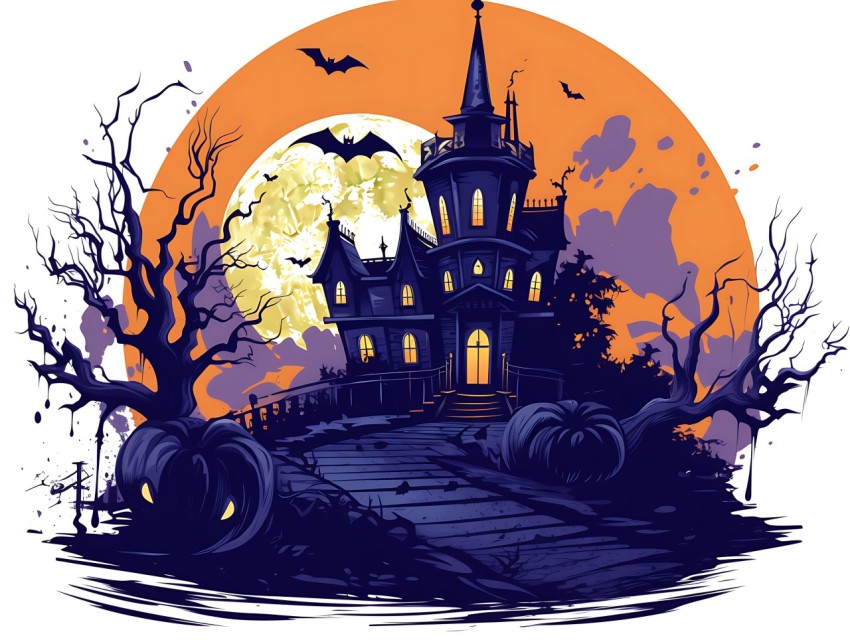 Halloween illustration Design Clipart Pop Art Vector Aesthetic Background (480)