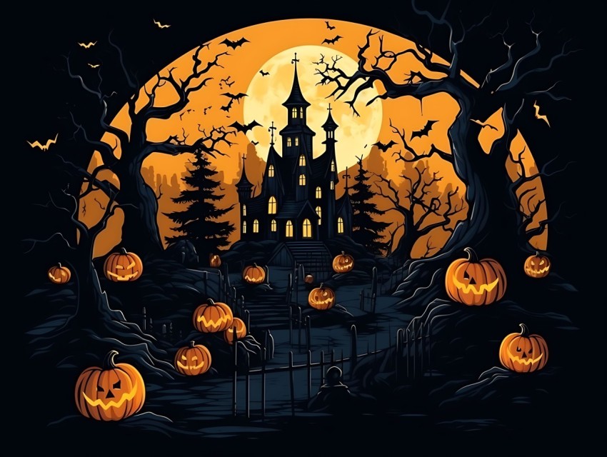 Halloween illustration Design Clipart Pop Art Vector Aesthetic Background (435)
