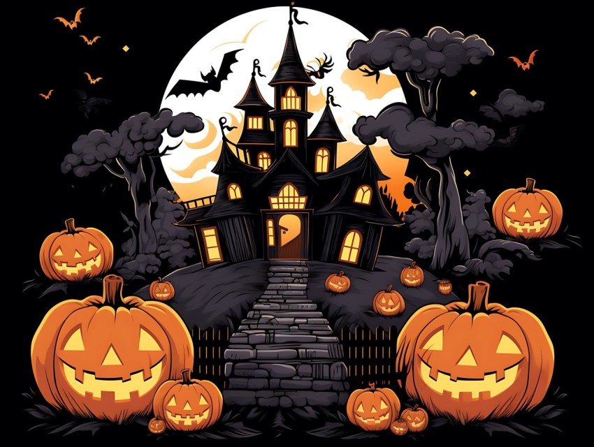 Halloween illustration Design Clipart Pop Art Vector Aesthetic Background (436)