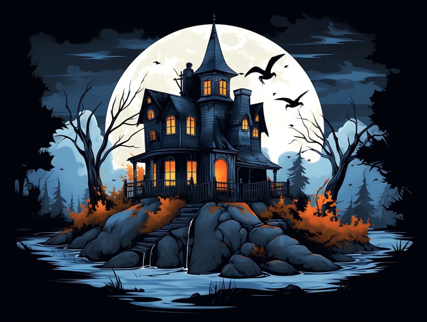 Halloween illustration Design Clipart Pop Art Vector Aesthetic Background (415)