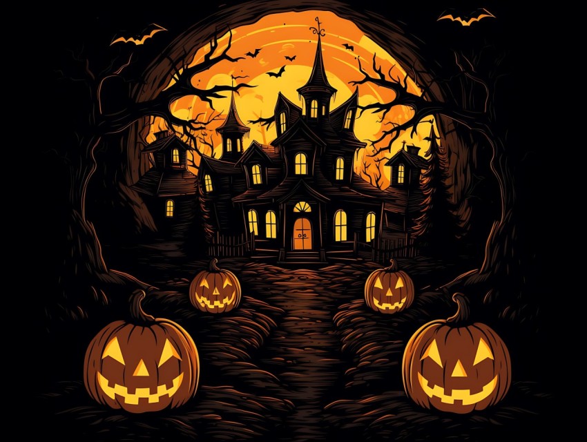 Halloween illustration Design Clipart Pop Art Vector Aesthetic Background (437)