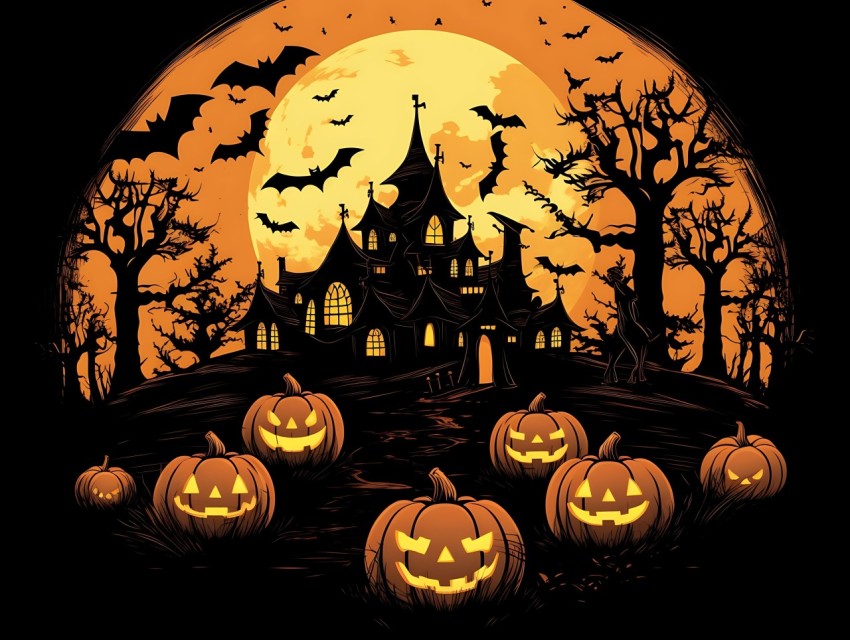 Halloween illustration Design Clipart Pop Art Vector Aesthetic Background (422)